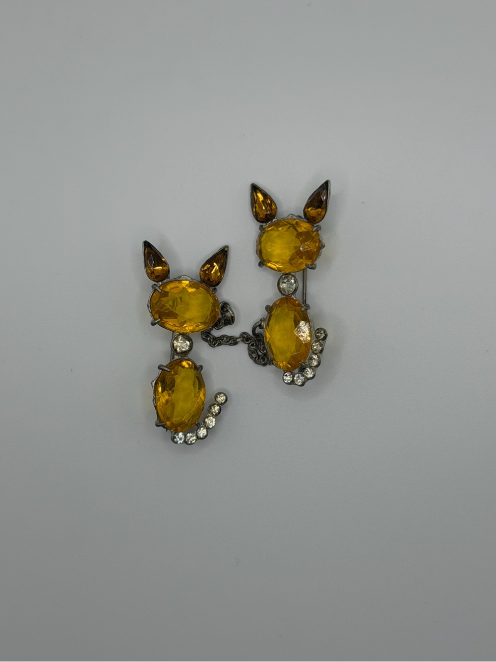 Amber Pair of Cats Brooch - Women Jewelry